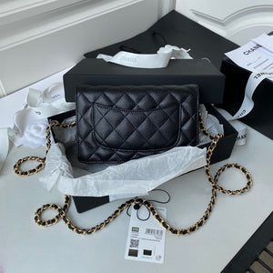Chanel AP0250 Wallet on Chain Grained Calfskin A33814 Black Gold - Default Title - View 2