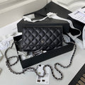 Chanel AP0250 Wallet on Chain Grained Calfskin A33814 Black Silver - Default Title - View 1