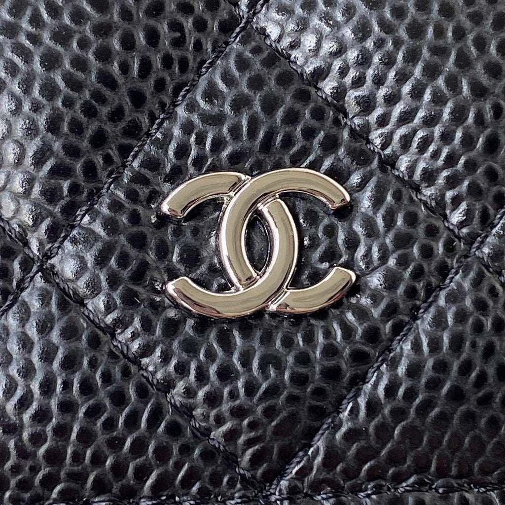Chanel AP0250 Wallet on Chain Grained Calfskin A33814 Black Silver