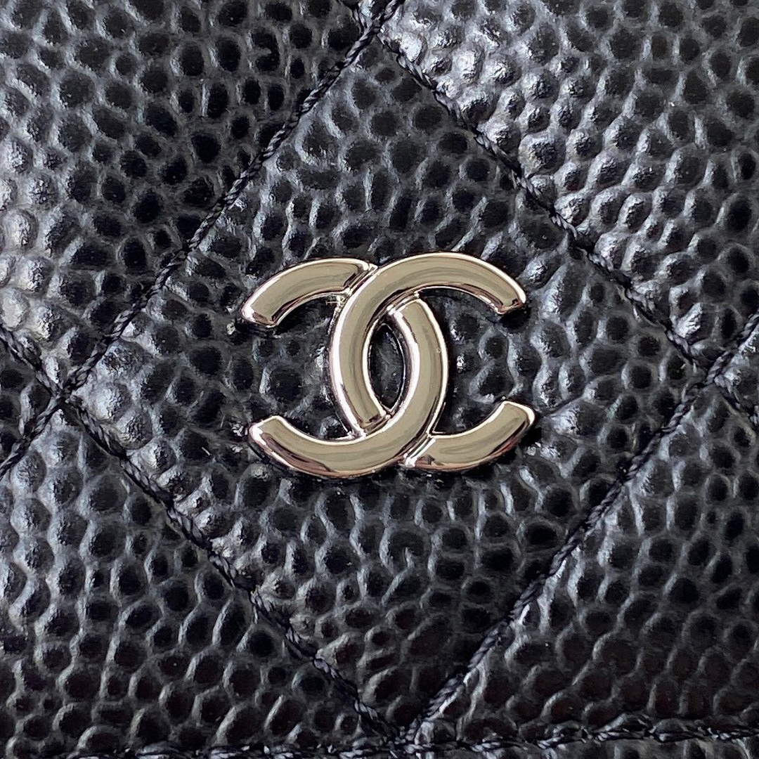 Chanel AP0250 Wallet on Chain Grained Calfskin A33814 Black Silver