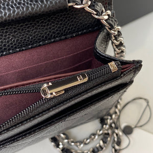 Chanel AP0250 Wallet on Chain Grained Calfskin A33814 Black Silver - Default Title - View 6