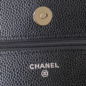 Chanel AP0250 Wallet on Chain Grained Calfskin A33814 Black Silver - Default Title - View 7