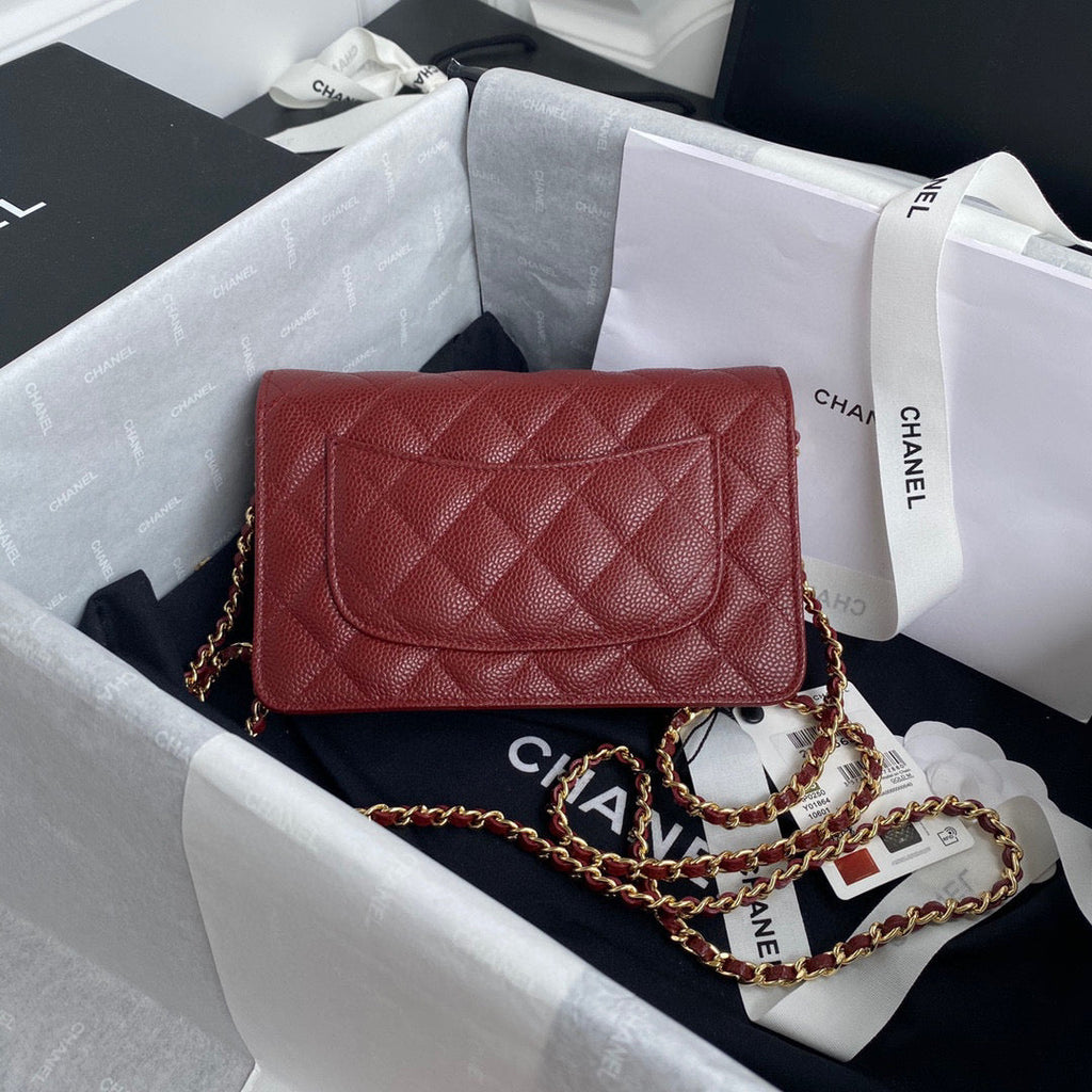 Chanel AP0250 Wallet on Chain Grained Calfskin A33814 Red
