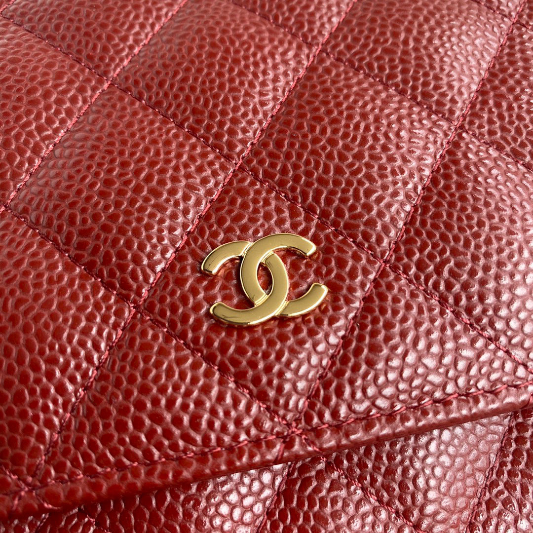 Chanel AP0250 Wallet on Chain Grained Calfskin A33814 Red