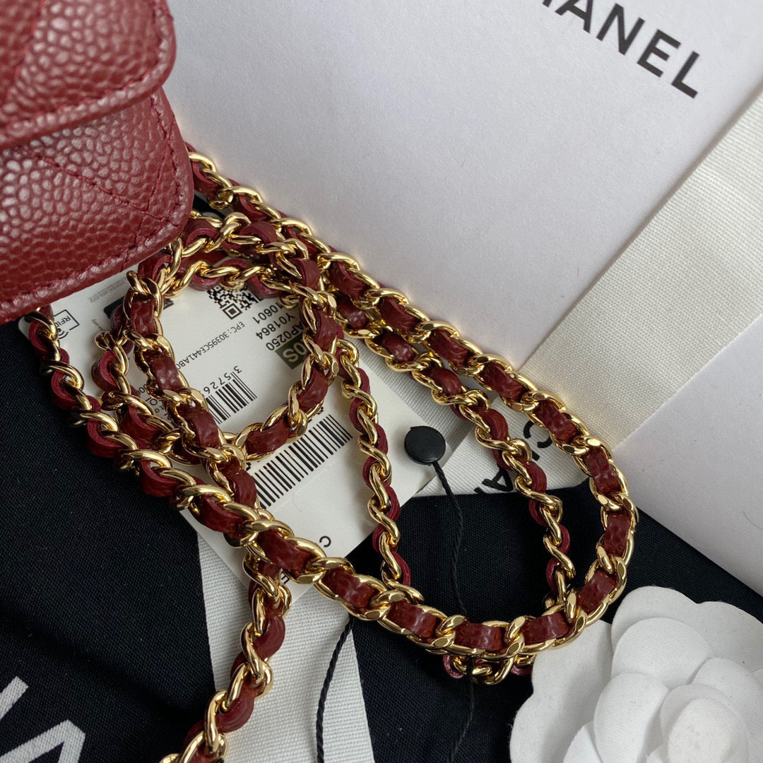 Chanel AP0250 Wallet on Chain Grained Calfskin A33814 Red