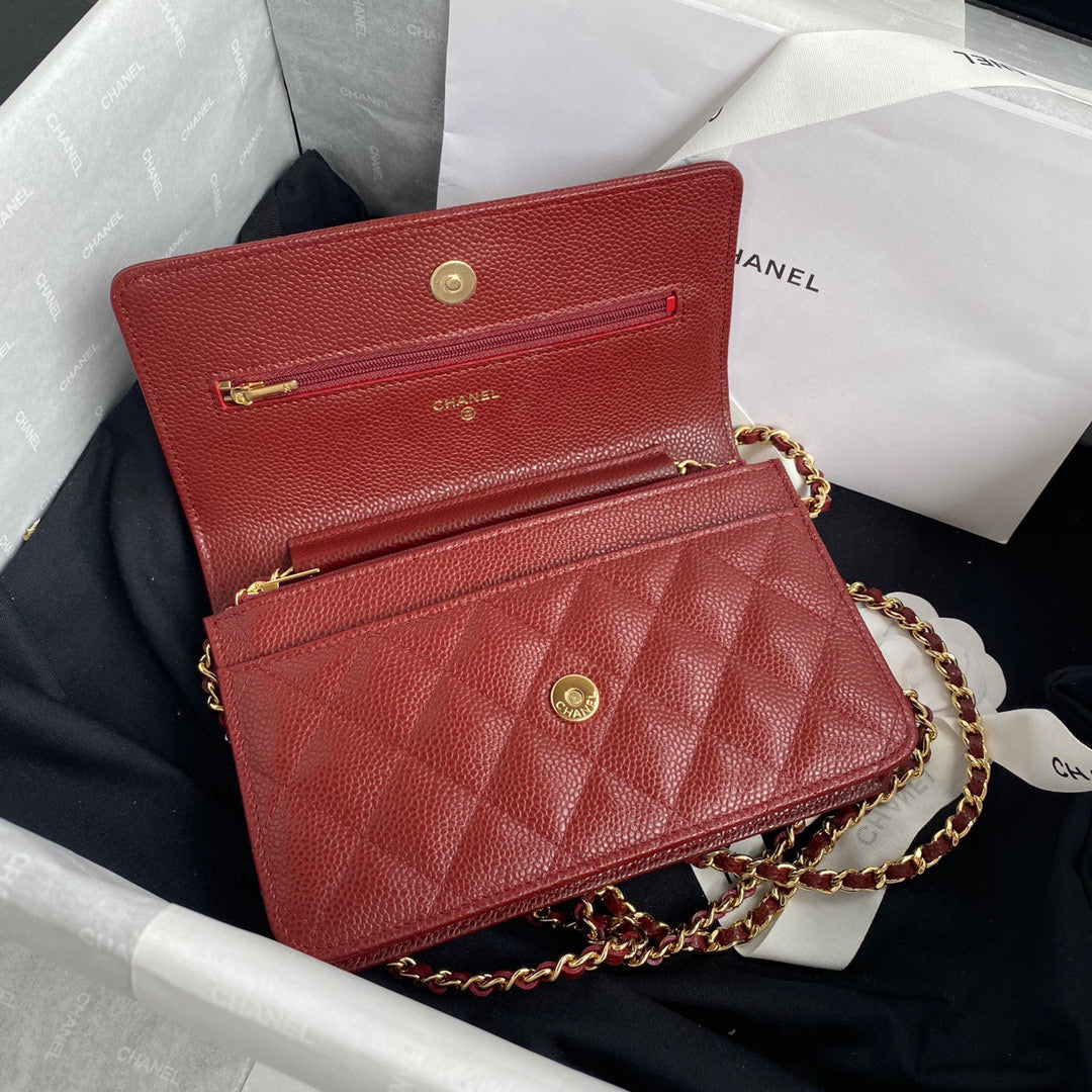 Chanel AP0250 Wallet on Chain Grained Calfskin A33814 Red - Default Title - View 6