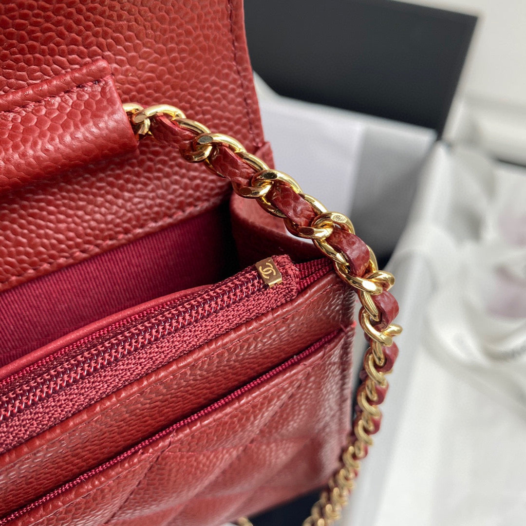 Chanel AP0250 Wallet on Chain Grained Calfskin A33814 Red - Default Title - View 9