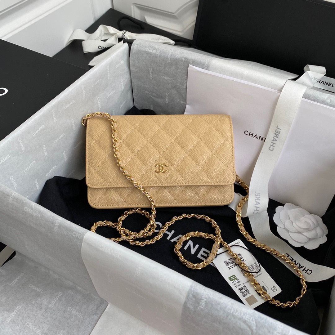 Chanel AP0250 Wallet on Chain Grained Calfskin A33814 apricot - Default Title - View 1