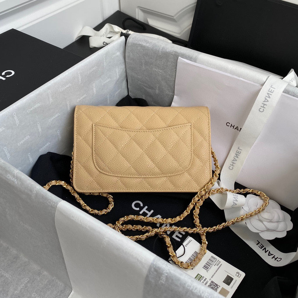Chanel AP0250 Wallet on Chain Grained Calfskin A33814 apricot