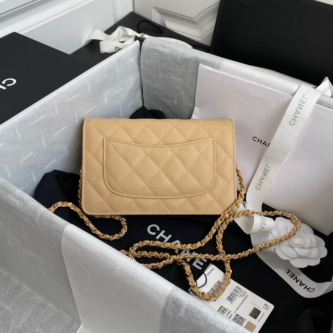 Chanel AP0250 Wallet on Chain Grained Calfskin A33814 apricot