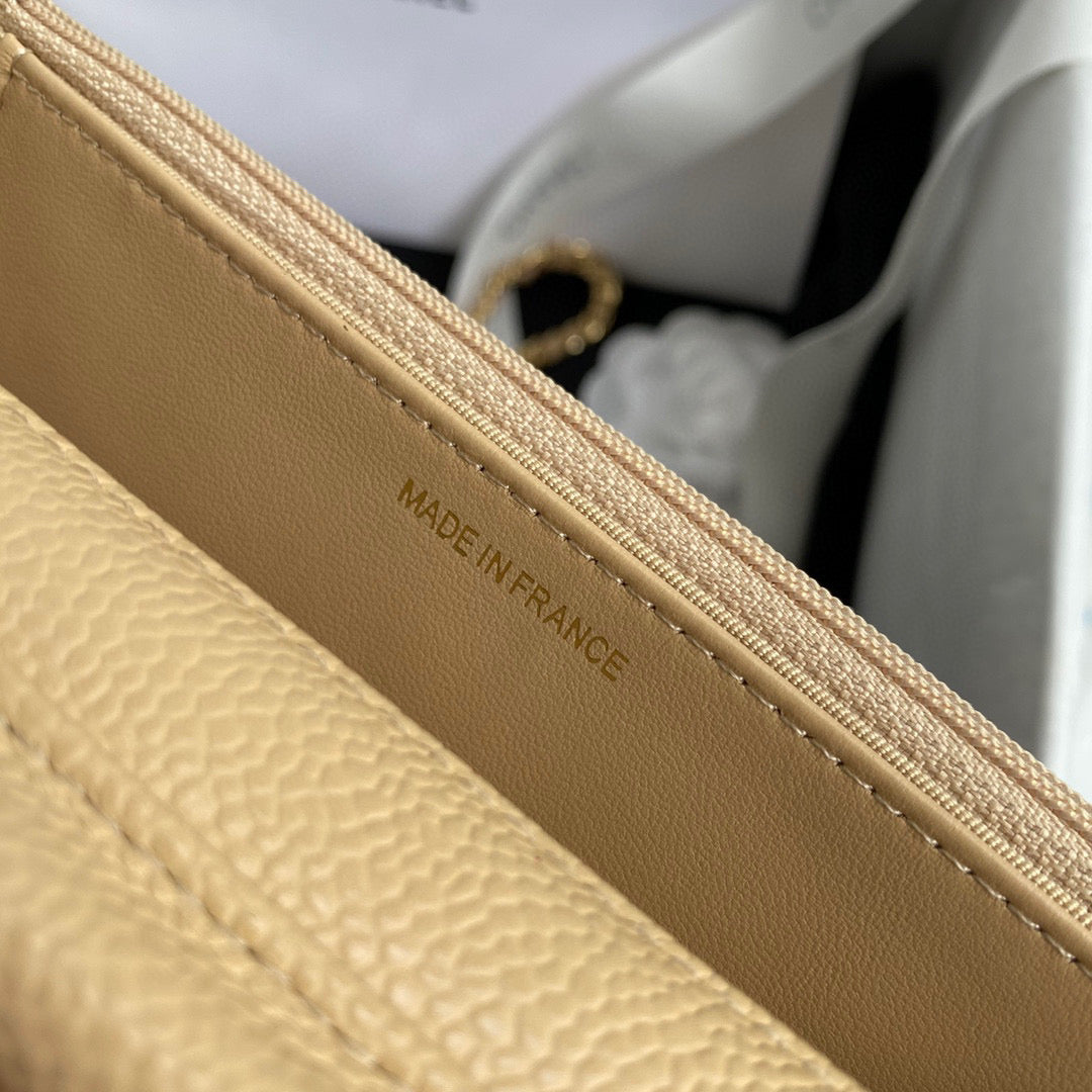 Chanel AP0250 Wallet on Chain Grained Calfskin A33814 apricot