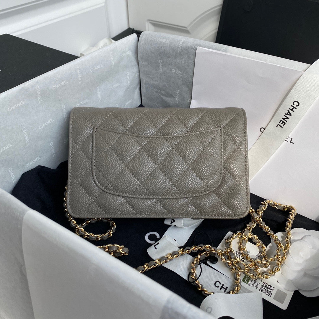 Chanel AP0250 Wallet on Chain Grained Calfskin A33814 Gray - Default Title - View 2
