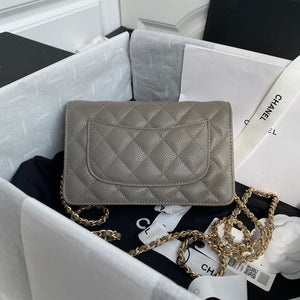 Chanel AP0250 Wallet on Chain Grained Calfskin A33814 Gray - Default Title - View 2