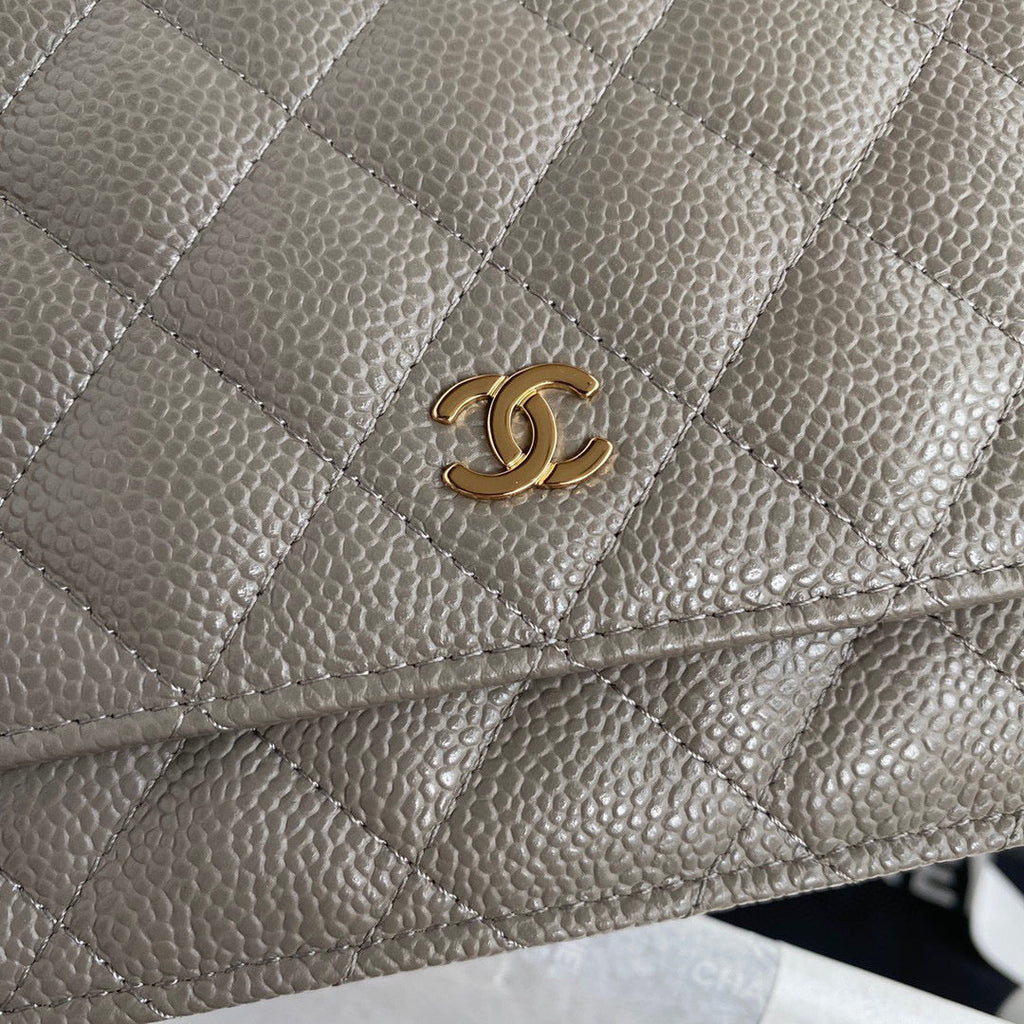 Chanel AP0250 Wallet on Chain Grained Calfskin A33814 Gray