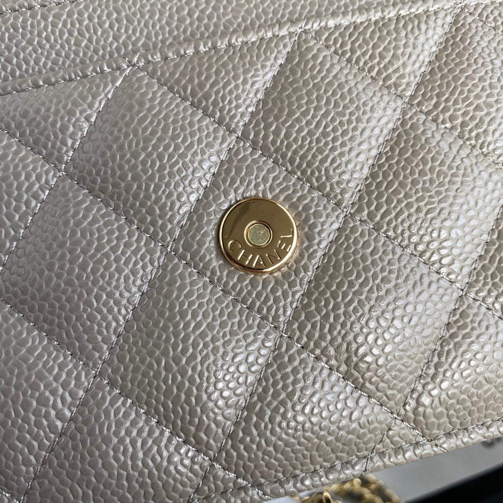 Chanel AP0250 Wallet on Chain Grained Calfskin A33814 Gray