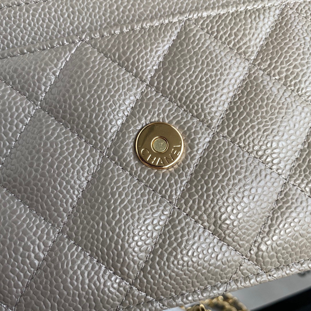 Chanel AP0250 Wallet on Chain Grained Calfskin A33814 Gray