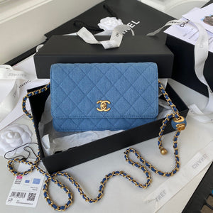 Chanel AP1450 Wallet on Chain Lambskin A33814 Blue - Default Title - View 1