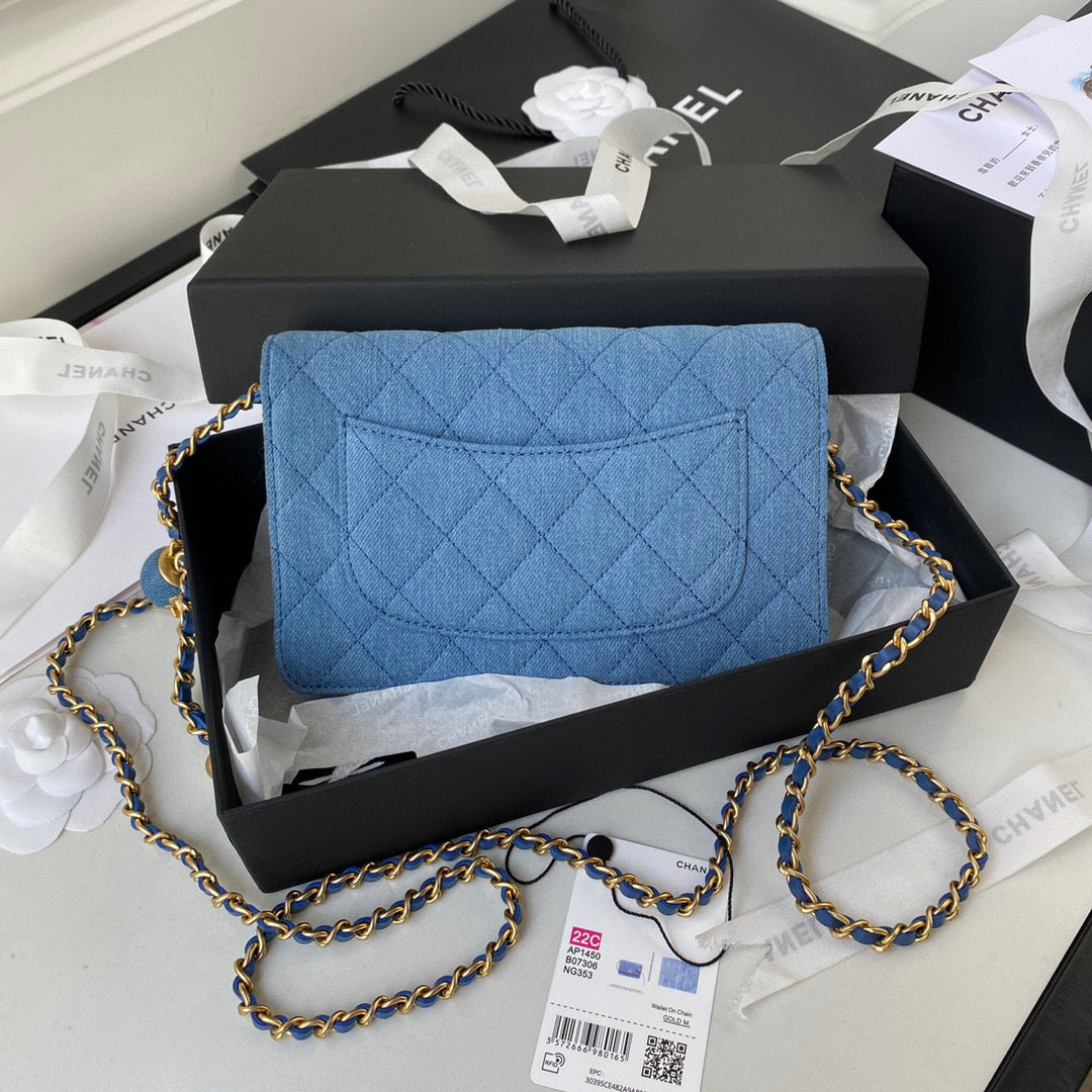Chanel AP1450 Wallet on Chain Lambskin A33814 Blue