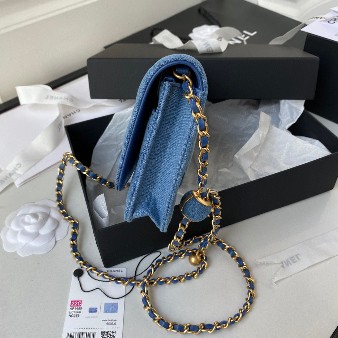 Chanel AP1450 Wallet on Chain Lambskin A33814 Blue