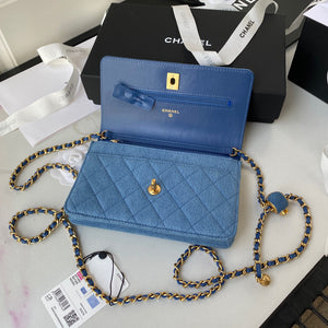 Chanel AP1450 Wallet on Chain Lambskin A33814 Blue - Default Title - View 6