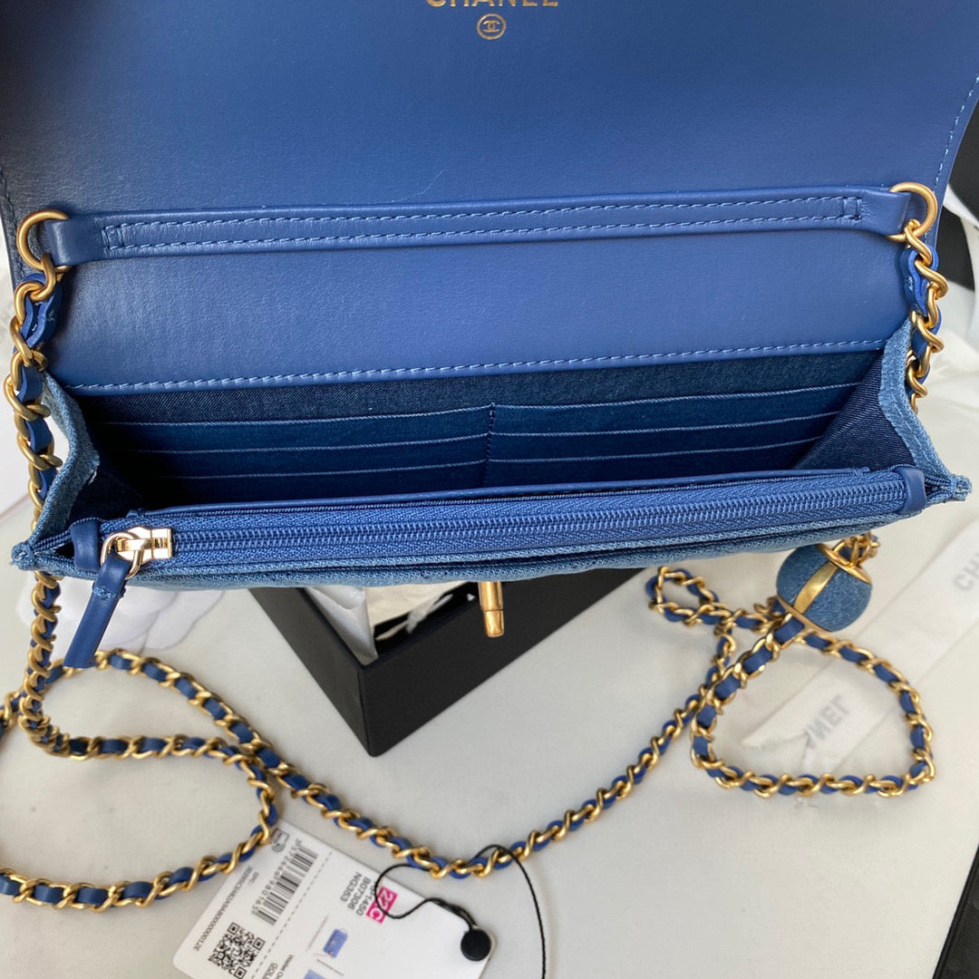 Chanel AP1450 Wallet on Chain Lambskin A33814 Blue - Default Title - View 7