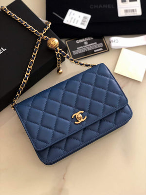 Chanel AP1450 Wallet on Chain Lambskin A33814 Navy Blue - Default Title - View 1