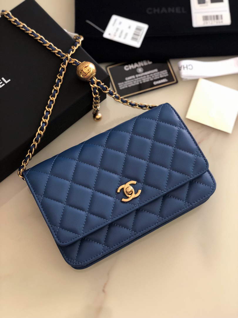 Chanel AP1450 Wallet on Chain Lambskin A33814 Navy Blue