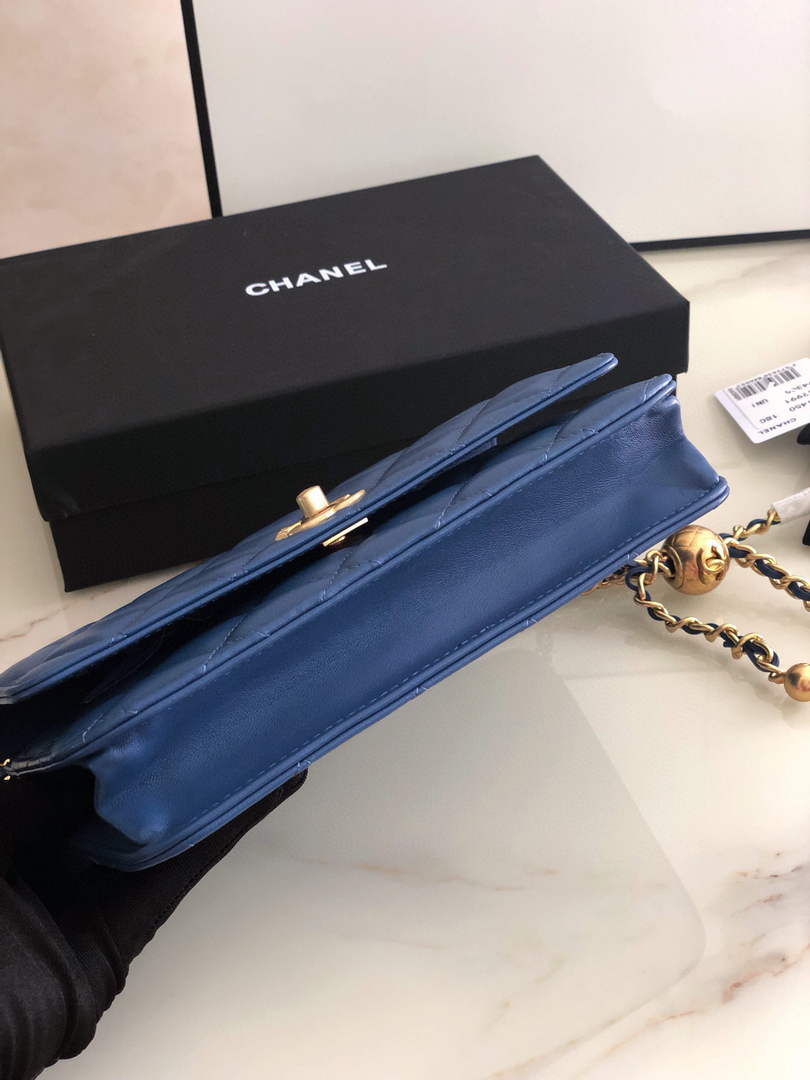 Chanel AP1450 Wallet on Chain Lambskin A33814 Navy Blue