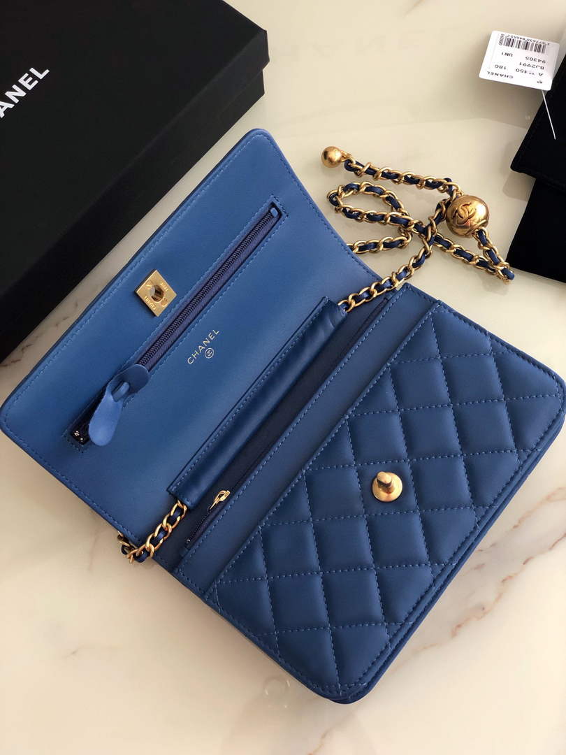 Chanel AP1450 Wallet on Chain Lambskin A33814 Navy Blue