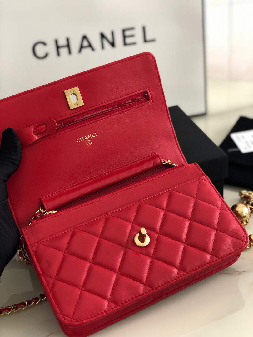 Chanel AP1450 Wallet on Chain Lambskin A33814 Red - Default Title - View 7