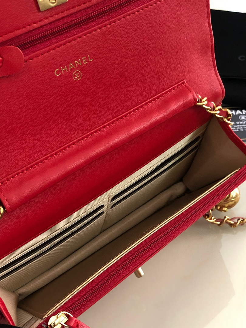 Chanel AP1450 Wallet on Chain Lambskin A33814 Red - Default Title - View 9
