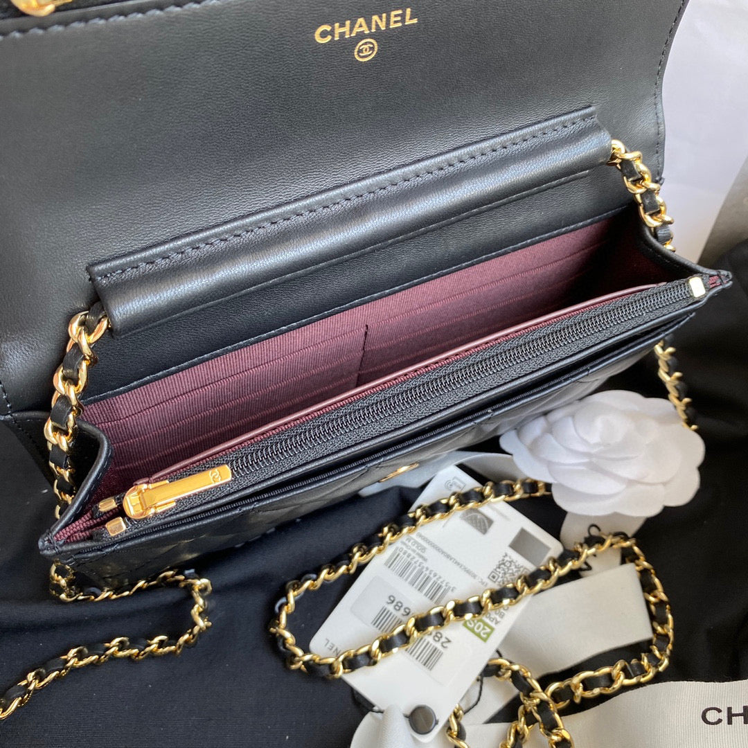 Chanel AP0250 Wallet on Chain Lambskin A33814 Black - Default Title - View 7