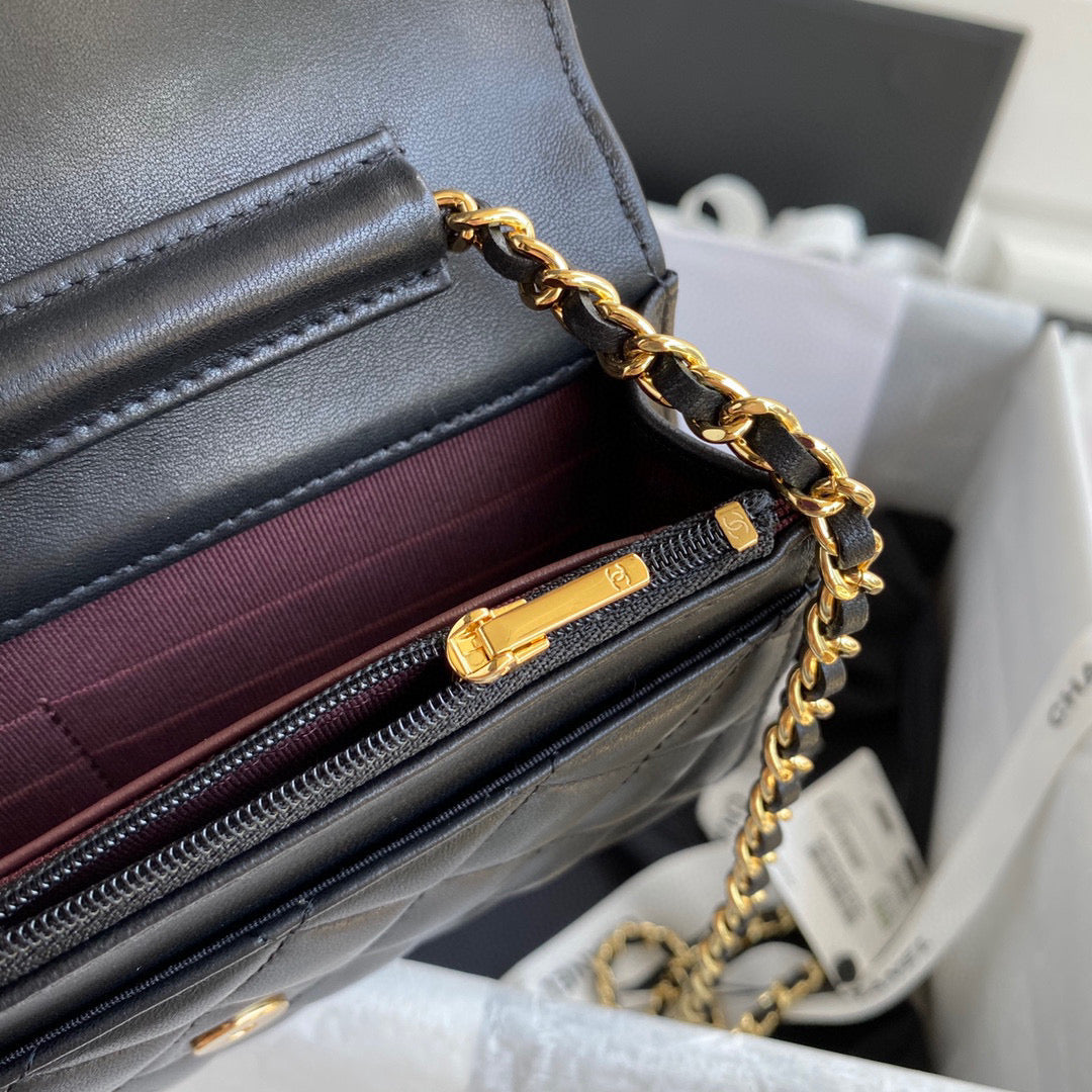Chanel AP0250 Wallet on Chain Lambskin A33814 Black