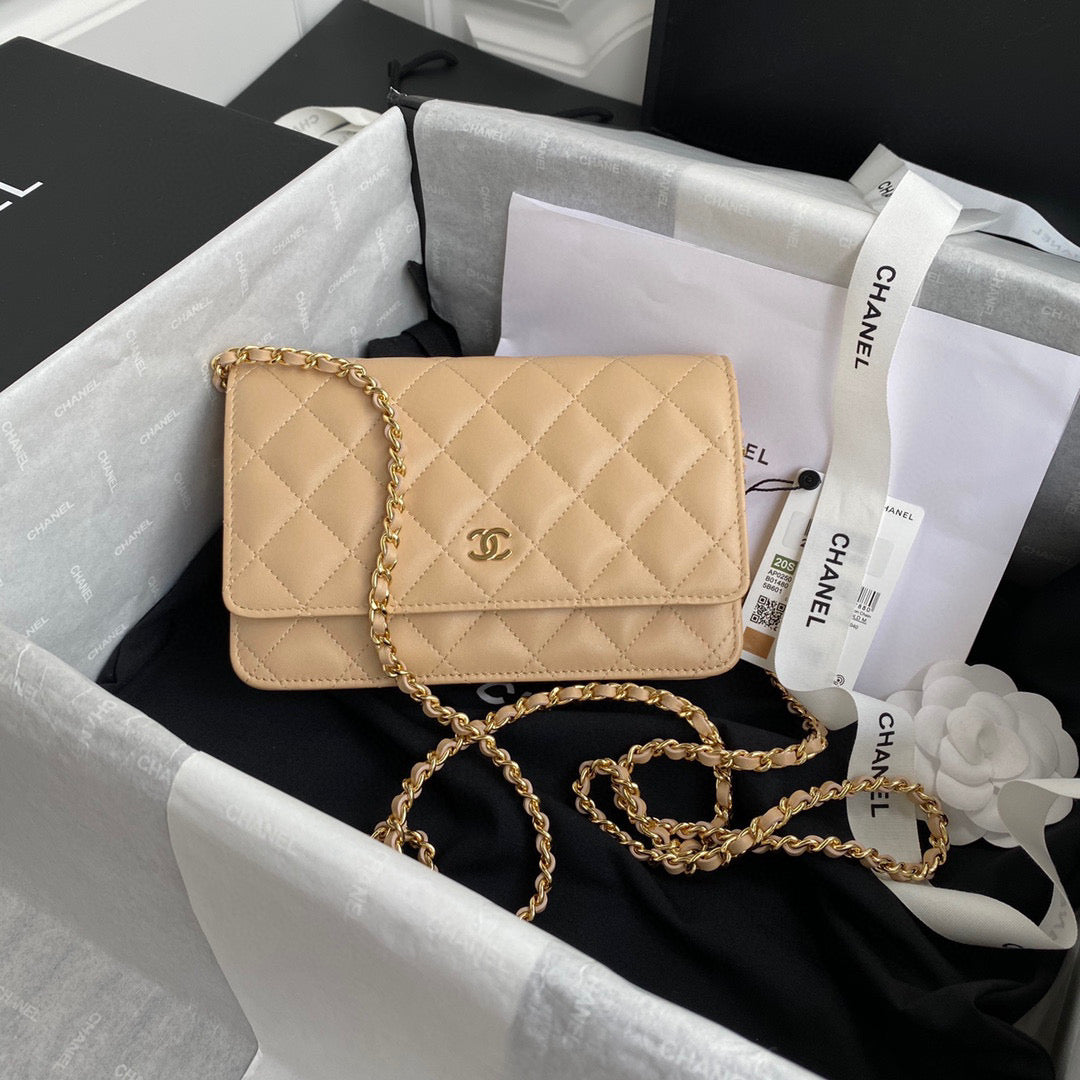 Chanel AP0250 Wallet on Chain Lambskin A33814 apricot - Default Title - View 1