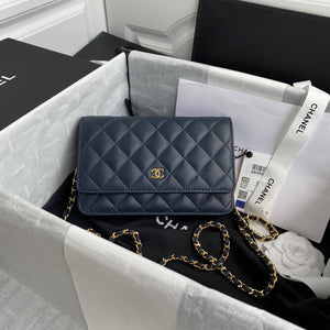 Chanel AP0250 Wallet on Chain Lambskin A33814 navy blue - Default Title - View 1