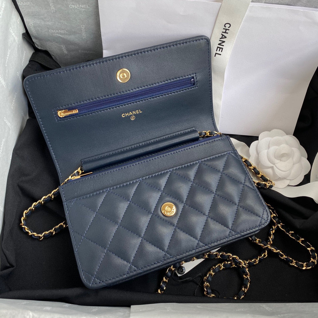 Chanel AP0250 Wallet on Chain Lambskin A33814 navy blue - Default Title - View 5