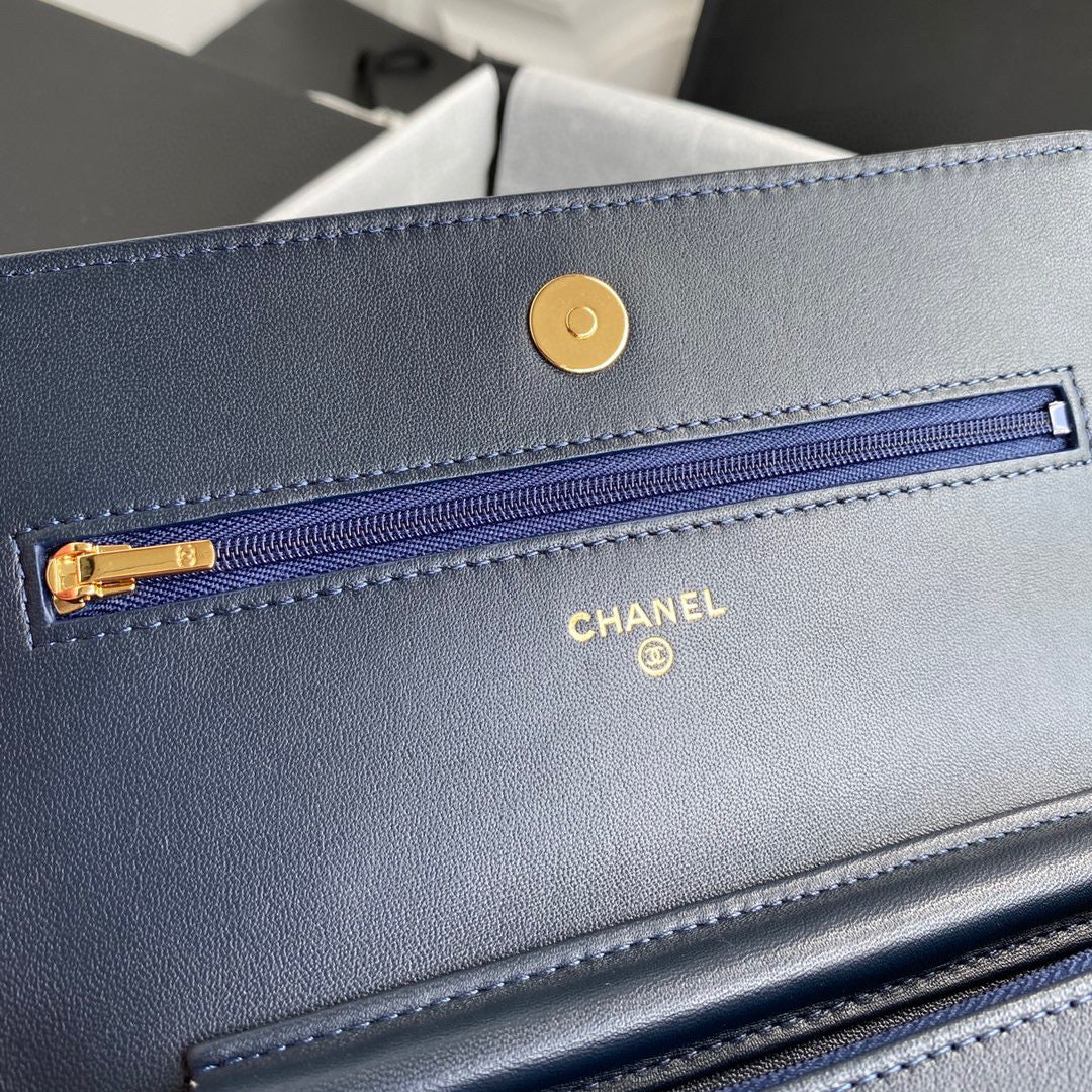 Chanel AP0250 Wallet on Chain Lambskin A33814 navy blue - Default Title - View 6
