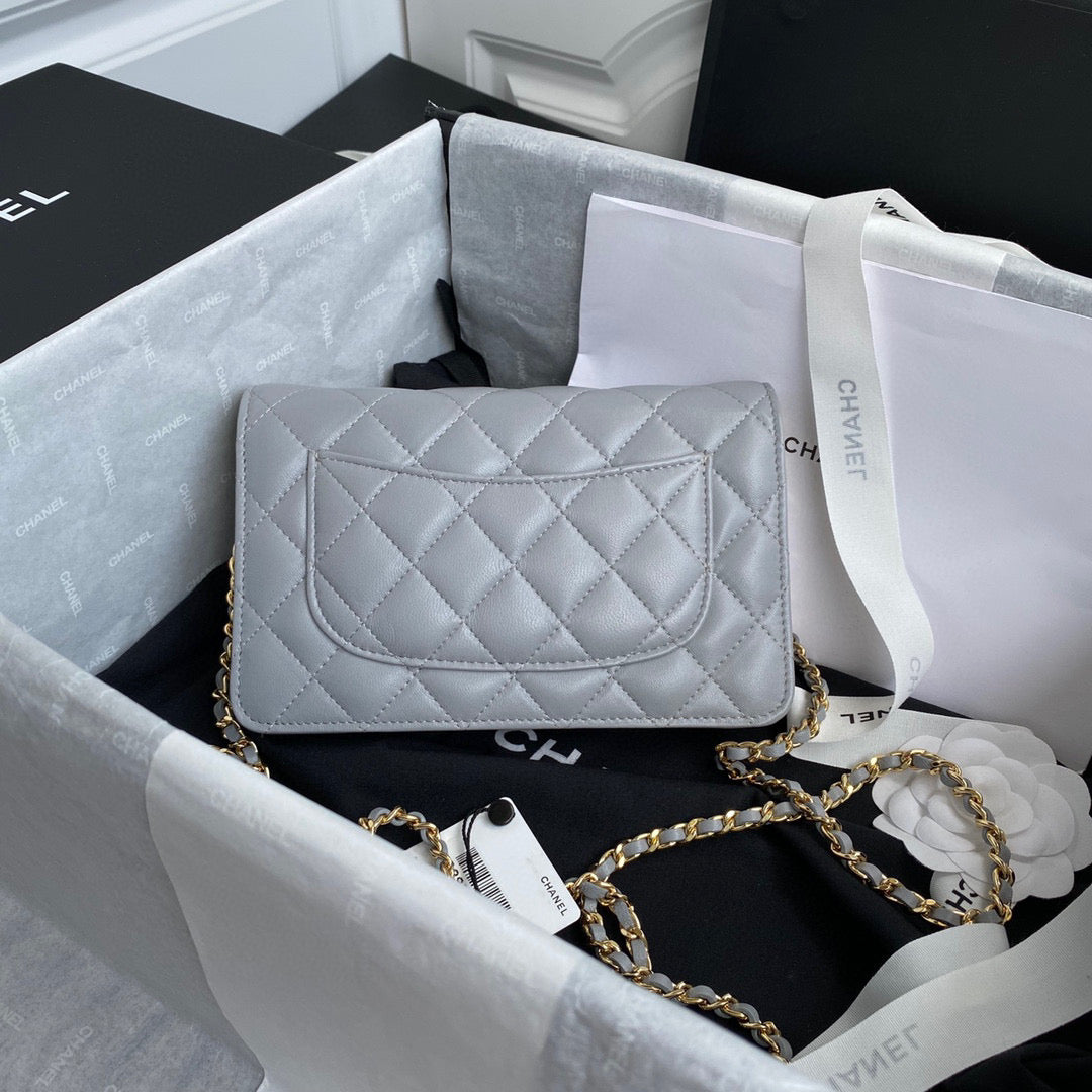 Chanel AP0250 Wallet on Chain Lambskin A33814 Gray