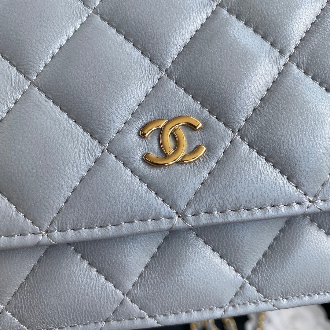 Chanel AP0250 Wallet on Chain Lambskin A33814 Gray