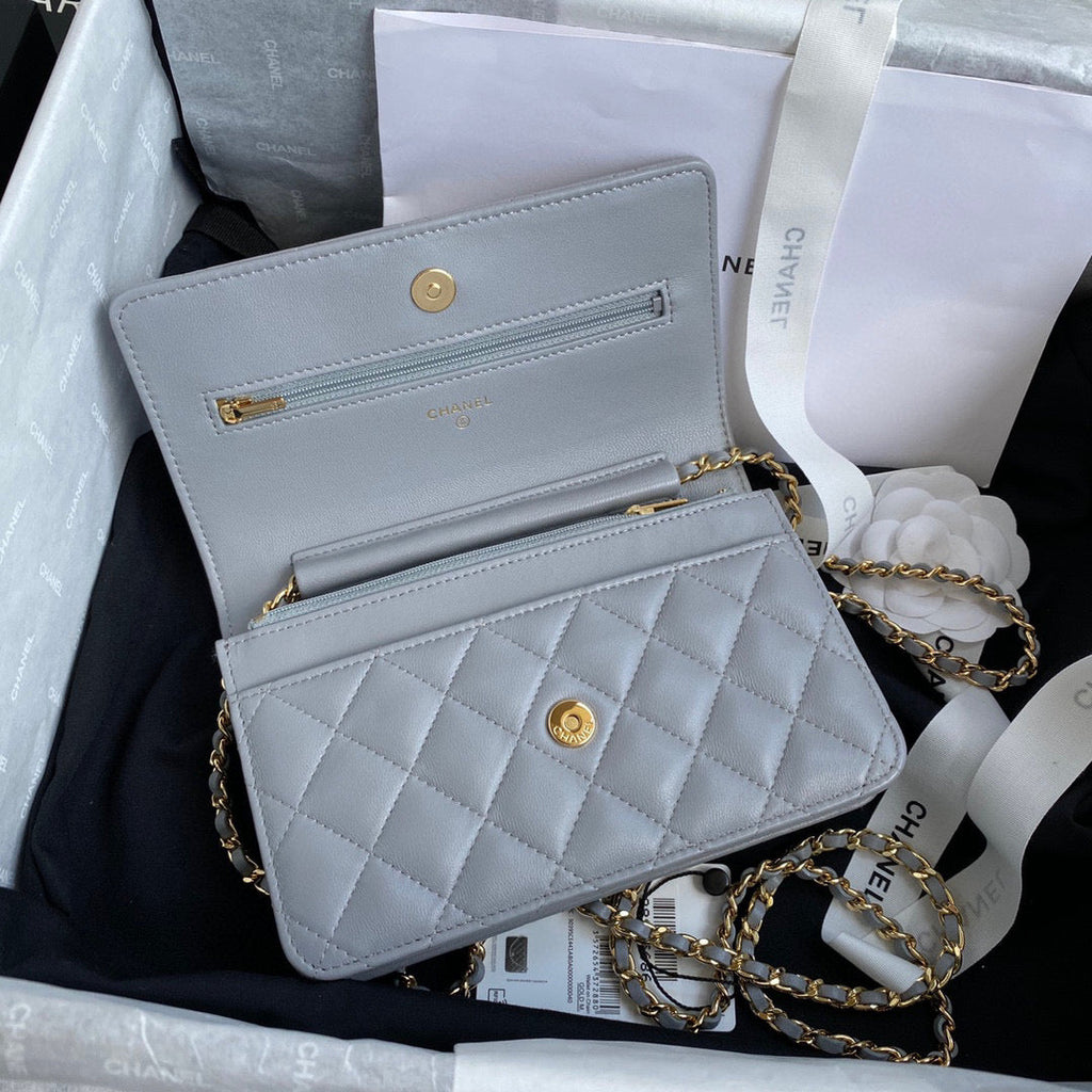 Chanel AP0250 Wallet on Chain Lambskin A33814 Gray