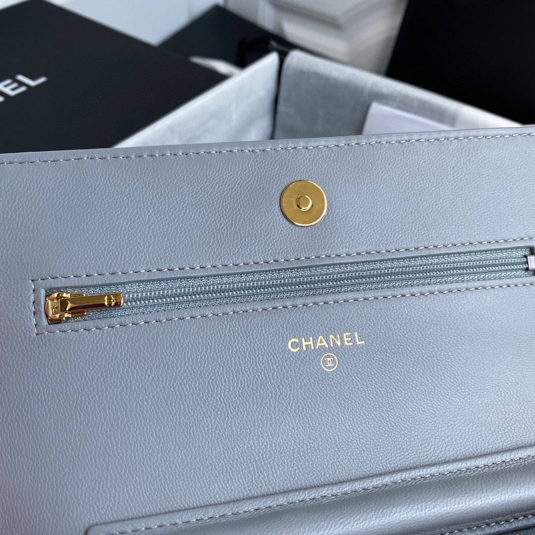Chanel AP0250 Wallet on Chain Lambskin A33814 Gray - Default Title - View 6