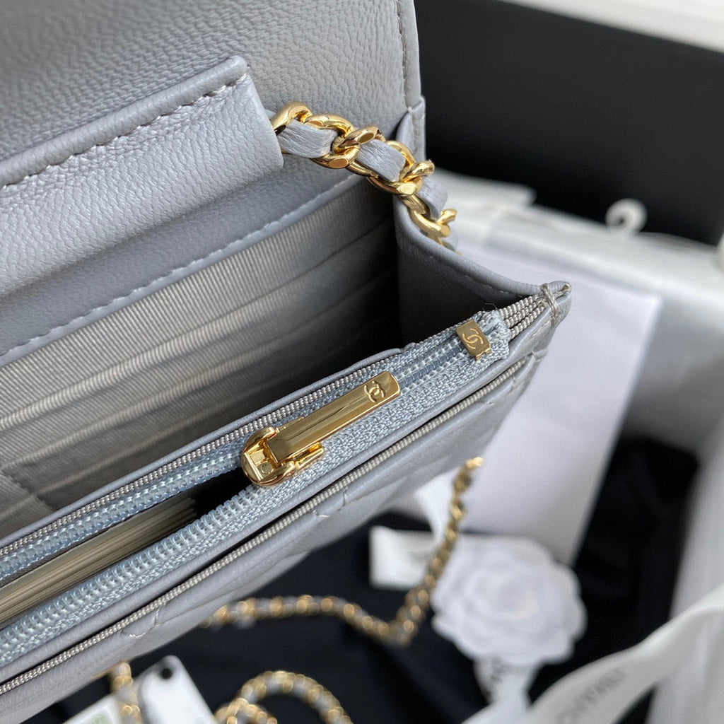 Chanel AP0250 Wallet on Chain Lambskin A33814 Gray