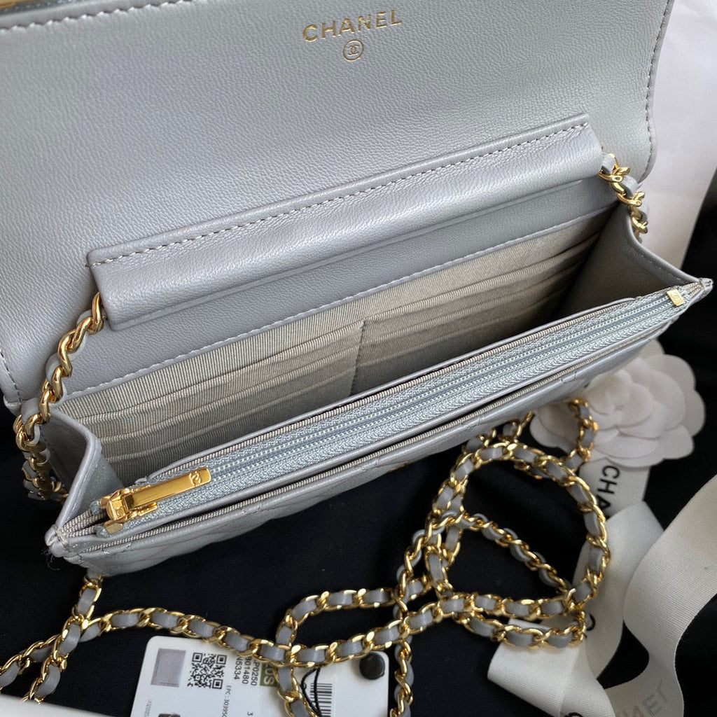 Chanel AP0250 Wallet on Chain Lambskin A33814 Gray
