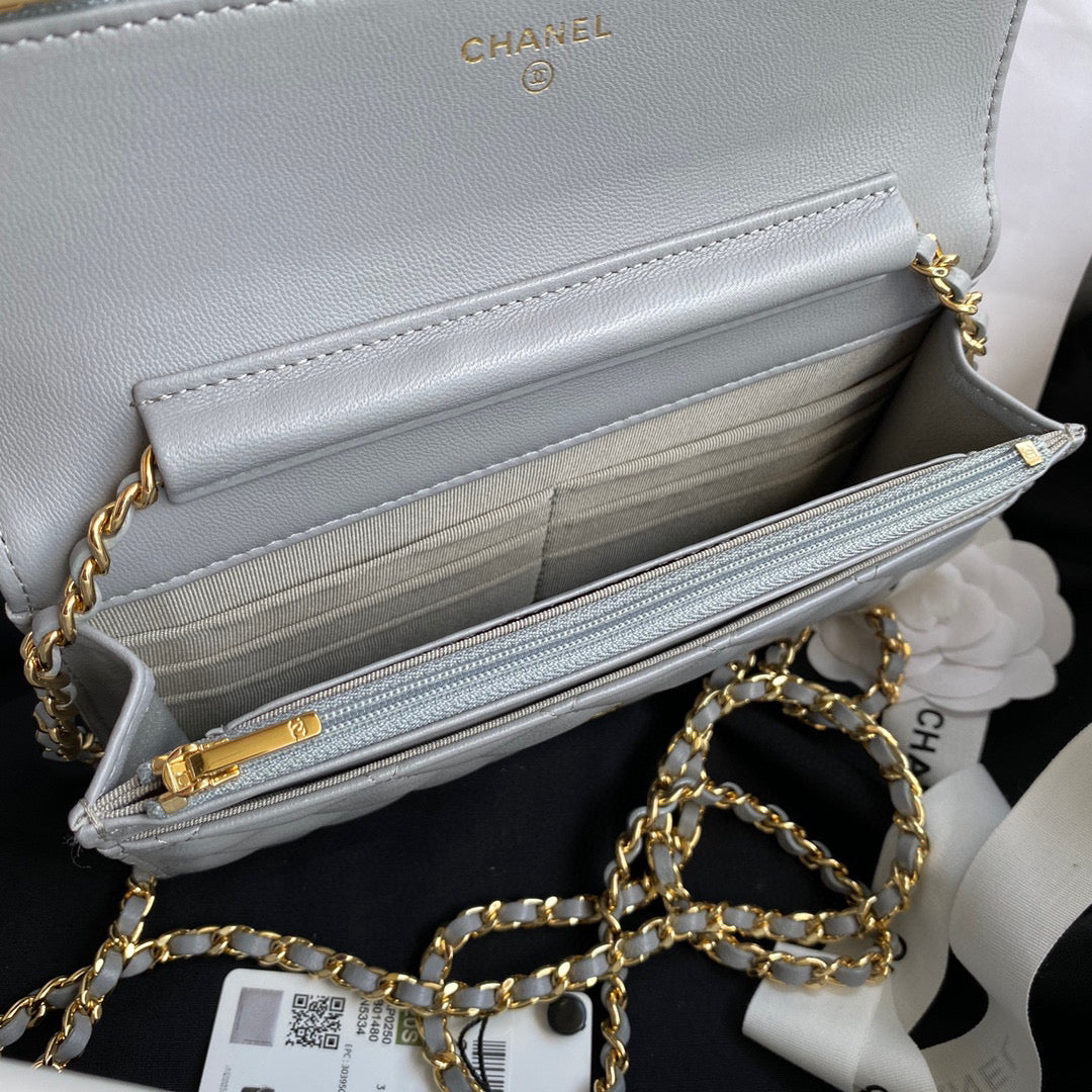 Chanel AP0250 Wallet on Chain Lambskin A33814 Gray - Default Title - View 8