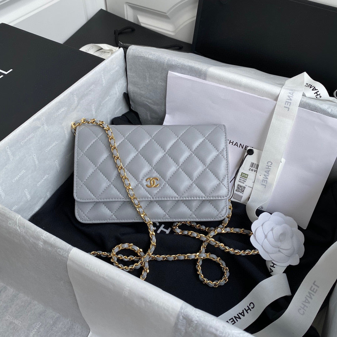 Chanel AP0250 Wallet on Chain Lambskin A33814 Gray