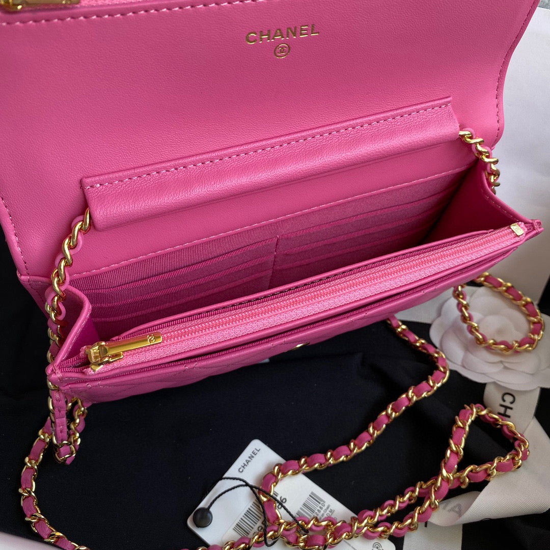 Chanel AP0250 Wallet on Chain Lambskin A33814 Pink
