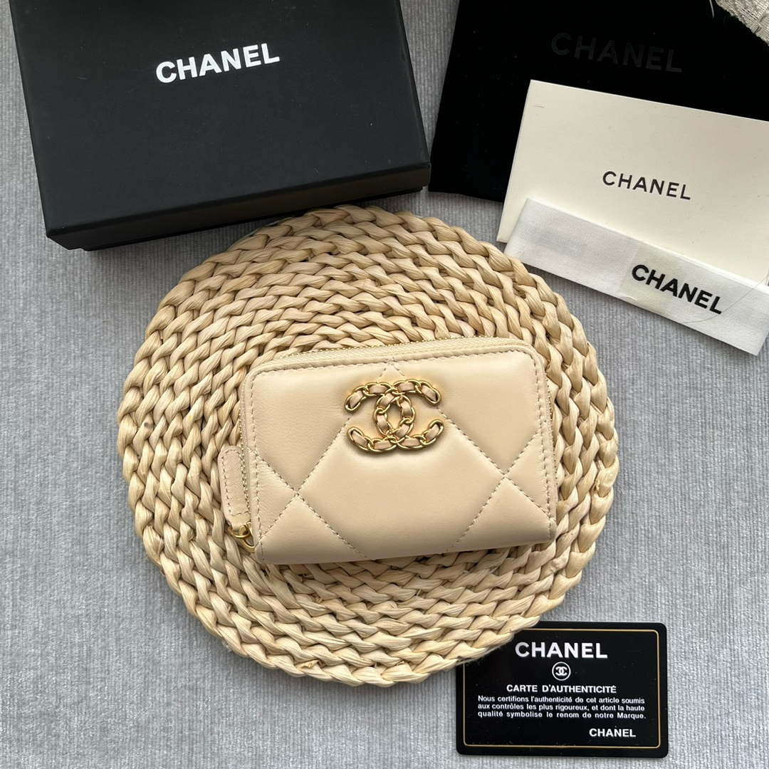 Chanel AP0945 CARD HOLDER Lambskin Beige - Default Title - View 1