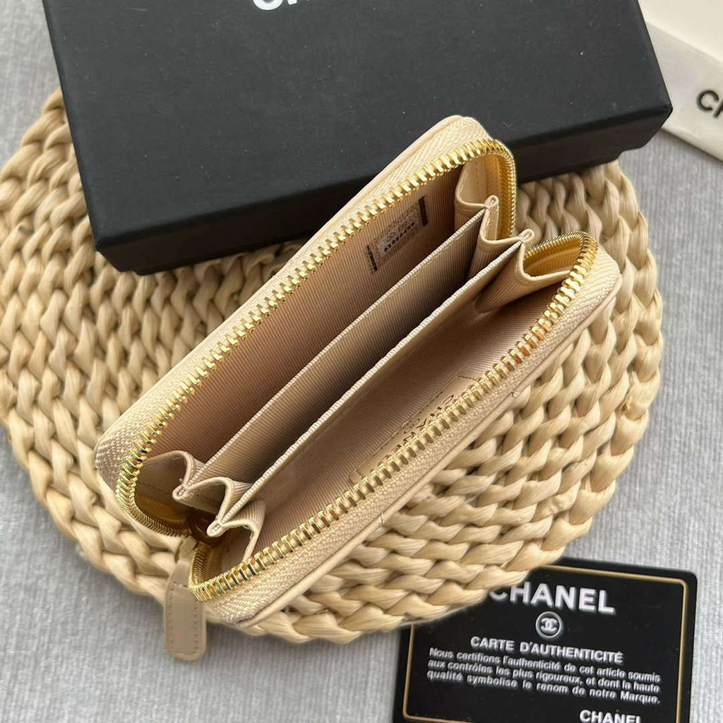 Chanel AP0945 CARD HOLDER Lambskin Beige