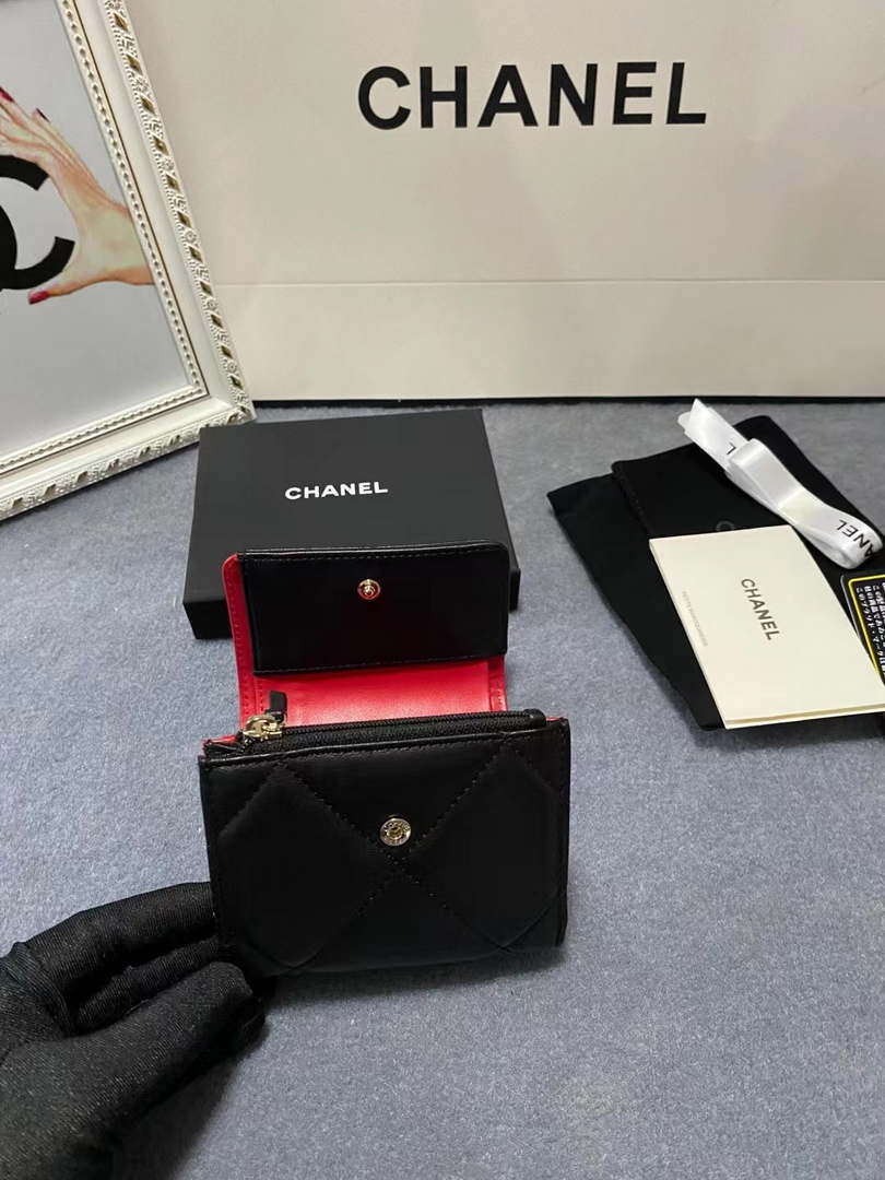 Chanel AP1064 CARD HOLDER Lambskin Black