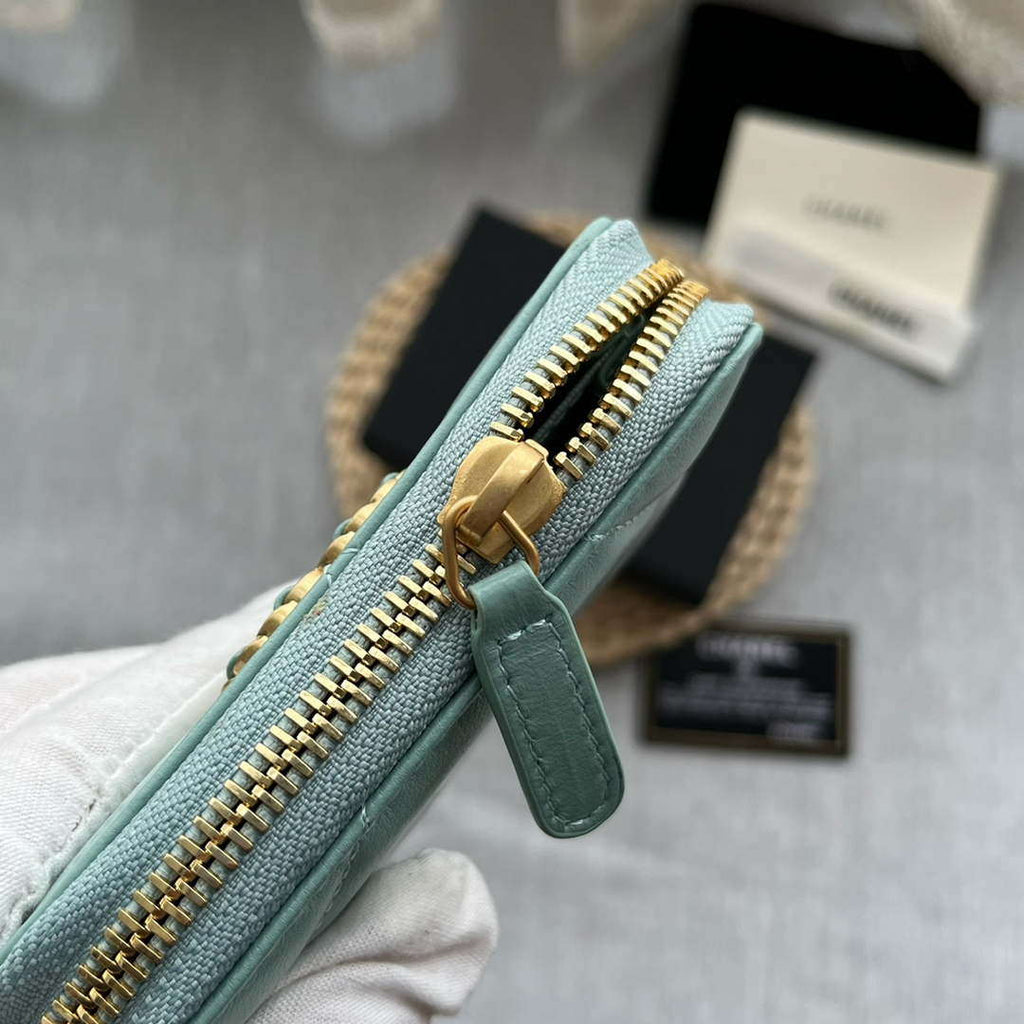 Chanel AP0945 CARD HOLDER Lambskin Blue